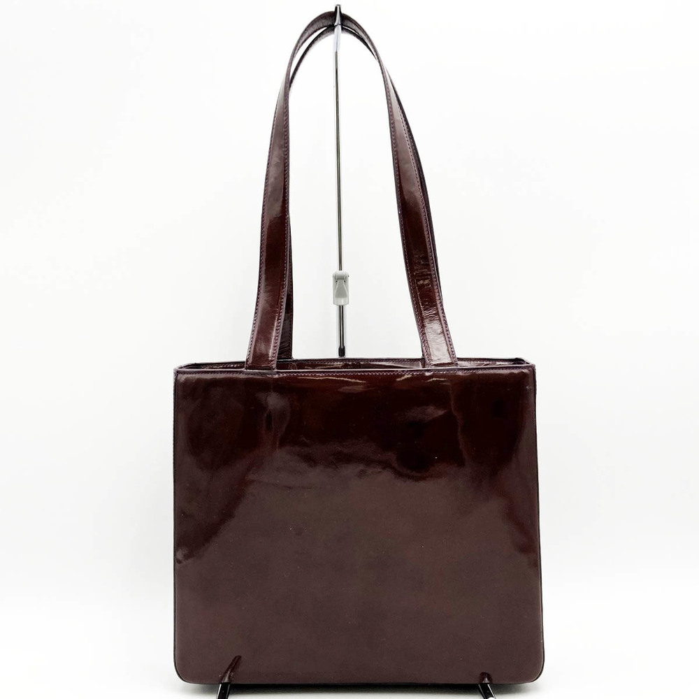 Chanel Bag Patent Shoulder Logo Bordeaux